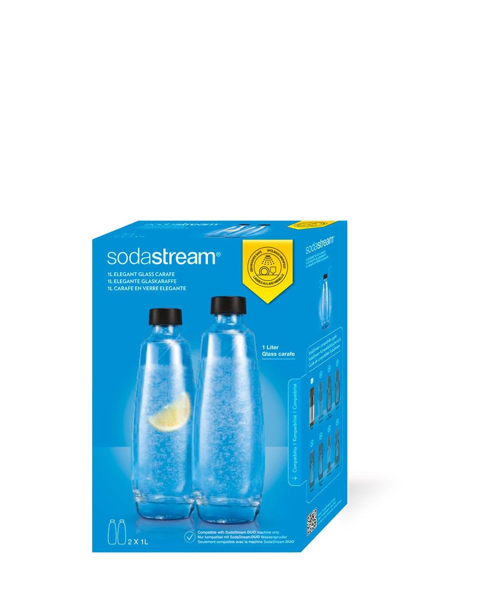 Spülmaschinenfeste Glasflasche 1L, 2er-Pack