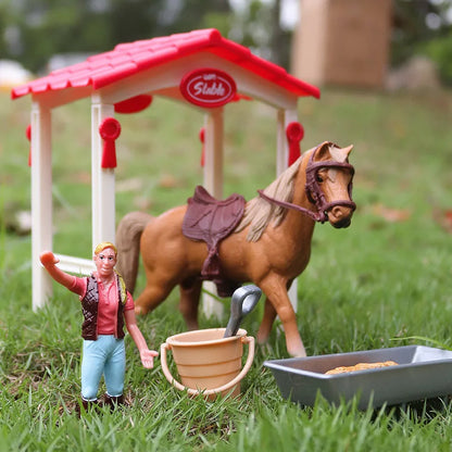 Simulation Farm Stable House Model Action Figures Emulational Horseman Animal Playset Figurine Educational toy for children Gift