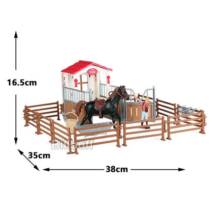 Simulation Farm Stable House Model Action Figures Emulational Horseman Animal Playset Figurine Educational toy for children Gift