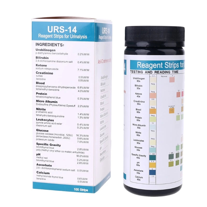 URS-14 100 streifen Urinanalyse Reagenz Test Papier Urin Teststreifen Leukozyten, Nitrit, Urobilinogen, Protein, pH, keton