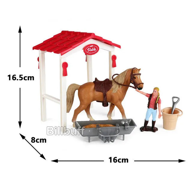 Simulation Farm Stable House Model Action Figures Emulational Horseman Animal Playset Figurine Educational toy for children Gift