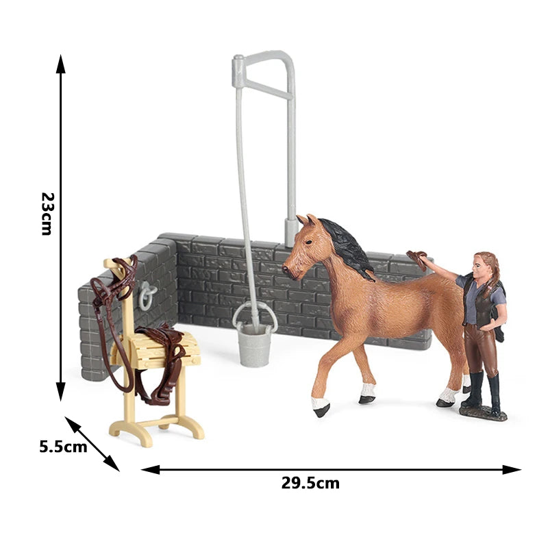 Simulation Farm Stable House Model Action Figures Emulational Horseman Animal Playset Figurine Educational toy for children Gift