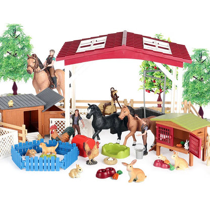 Simulation Farm Stable House Model Action Figures Emulational Horseman Animal Playset Figurine Educational toy for children Gift