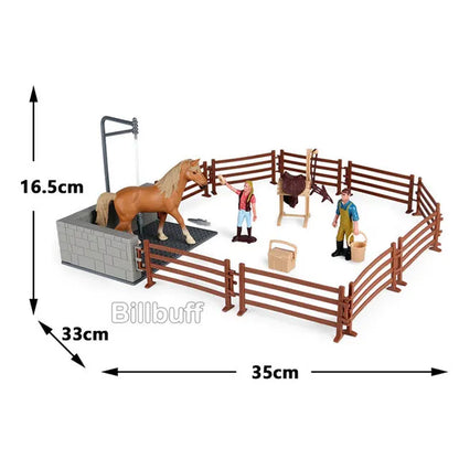 Simulation Farm Stable House Model Action Figures Emulational Horseman Animal Playset Figurine Educational toy for children Gift