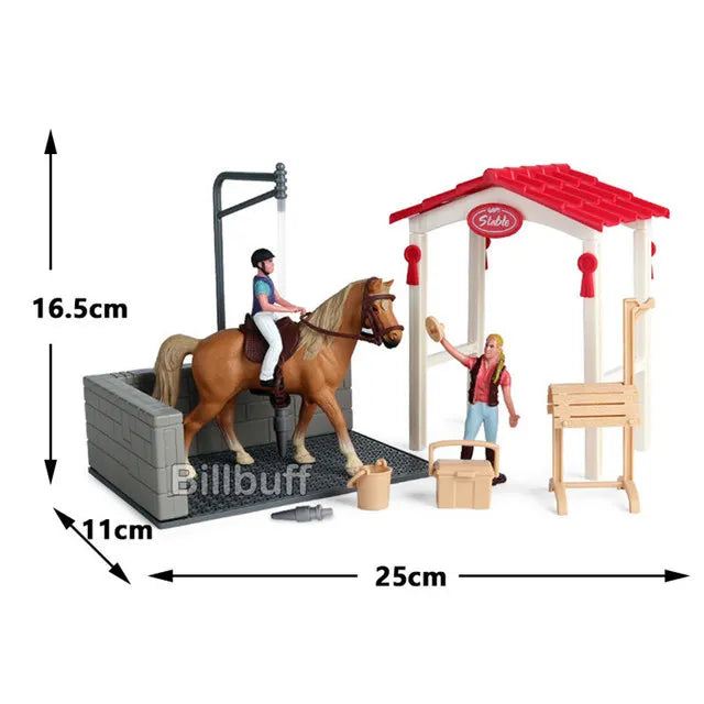 Simulation Farm Stable House Model Action Figures Emulational Horseman Animal Playset Figurine Educational toy for children Gift