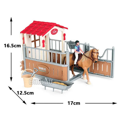 Simulation Farm Stable House Model Action Figures Emulational Horseman Animal Playset Figurine Educational toy for children Gift