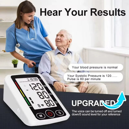 LCD Upper Arm Electronic Blood Pressure Monitor Home Automatic Digital Sphygmomanometer Tonometer Heart Rate Tensiometer