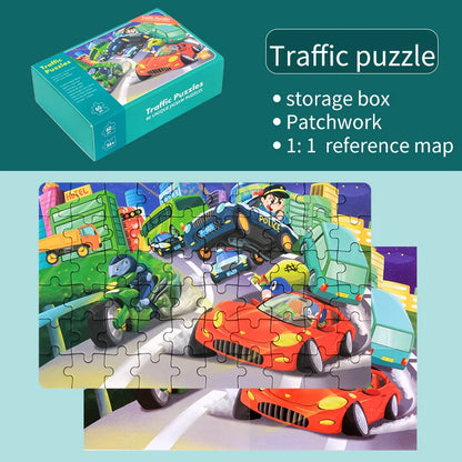 Jigsaw Puzzle Cartoon Animal Fruit Puzzles for Kids Educational Learning Toys Children Montessori Games 60-Piece Paper