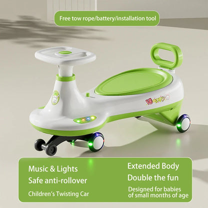 Battery version Children's twist car anti-rollover rocking car 3-6 years old boy girl scooter silent Swing car With Light &Music