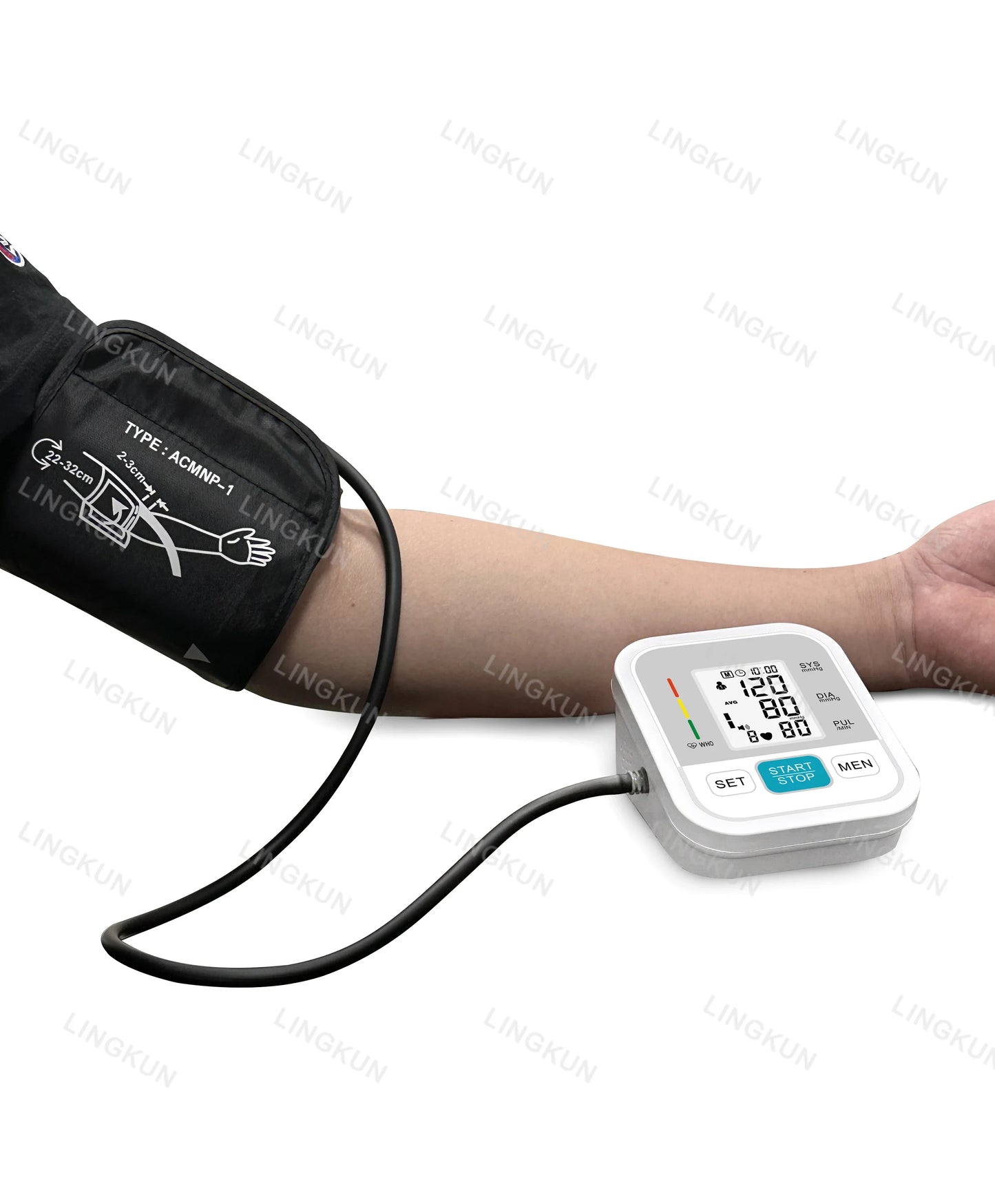 LCD Upper Arm Electronic Blood Pressure Monitor Home Automatic Digital Sphygmomanometer Tonometer Heart Rate Tensiometer