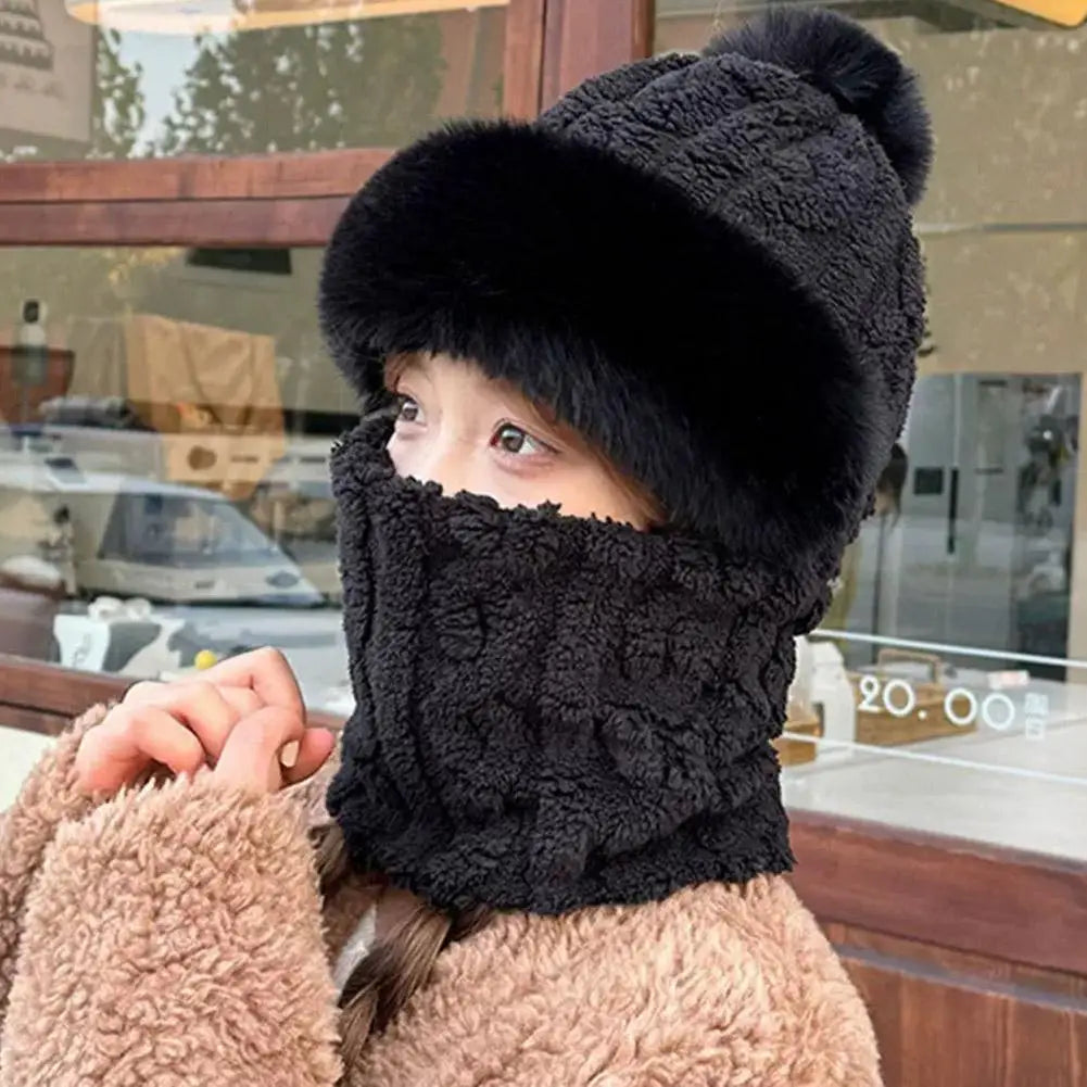 Hutmaske Onepiece Winter Radfahren Strickmütze Herbst und Winter Schal Mütze Schal warm und stilvoll für Frauen nicht reizend