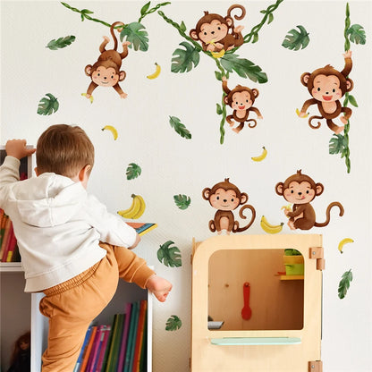 Große Waldtier Affe Wanda uf kleber für Kinderzimmer Baby Schlafzimmer Zimmer Dekor Kinderzimmer Kinder Aufkleber Tapete Affe Wandbild