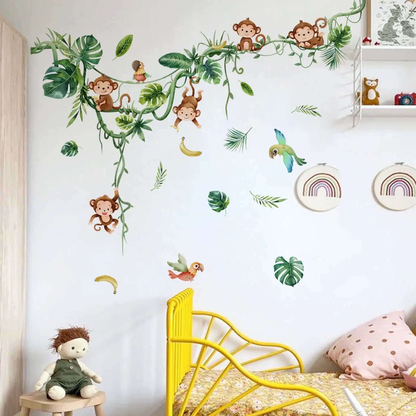 Große Waldtier Affe Wanda uf kleber für Kinderzimmer Baby Schlafzimmer Zimmer Dekor Kinderzimmer Kinder Aufkleber Tapete Affe Wandbild