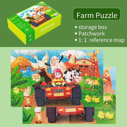 Jigsaw Puzzle Cartoon Animal Fruit Puzzles for Kids Educational Learning Toys Children Montessori Games 60-Piece Paper