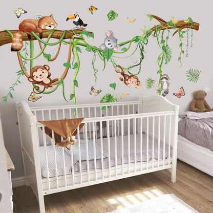 Große Waldtier Affe Wanda uf kleber für Kinderzimmer Baby Schlafzimmer Zimmer Dekor Kinderzimmer Kinder Aufkleber Tapete Affe Wandbild