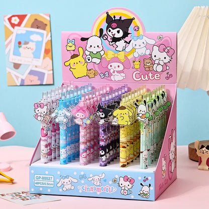 Gel Pens Cute Kuromi Melody Hello Kitty Acrylic Patch Press Pen 0.5 Black Girls Highvalue Stationery Sanrio 24 /48