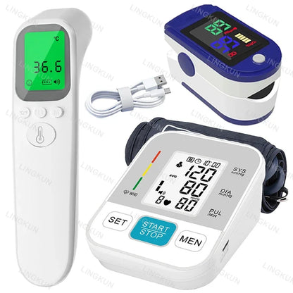 LCD Upper Arm Electronic Blood Pressure Monitor Home Automatic Digital Sphygmomanometer Tonometer Heart Rate Tensiometer