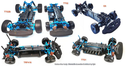 Tamiya Sakura TT02B TT02 TT01 D5 D5S TRF416 1:10 4WD RC Car Kohlefaserrahmen Al-Legierung DIY Modell Drift Racing Upgrade Teile KIT