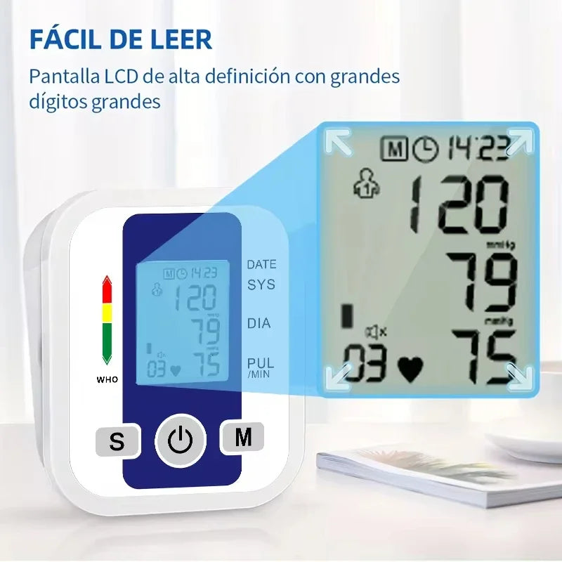 LCD Upper Arm Electronic Blood Pressure Monitor Home Automatic Digital Sphygmomanometer Tonometer Heart Rate Tensiometer