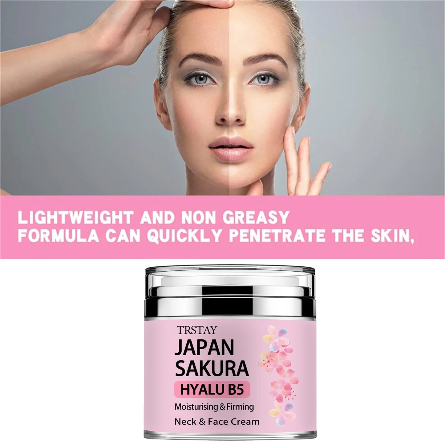 Essence Cream, Sakura Tone Up Cream mit Hyaluronsäure,Japan Sakura