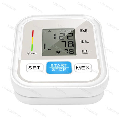 LCD Upper Arm Electronic Blood Pressure Monitor Home Automatic Digital Sphygmomanometer Tonometer Heart Rate Tensiometer