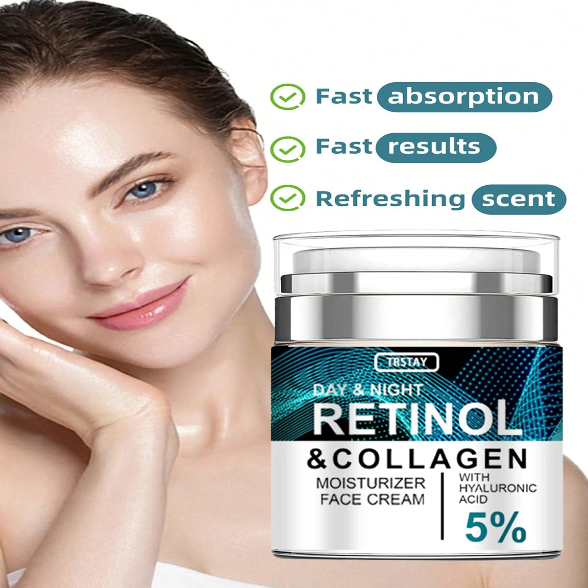 Feuchtigkeitsspendende Tages- & Nachtcreme mit Retinol, Kollagen und Hyaluronsäure für das Gesicht – TRSTAY