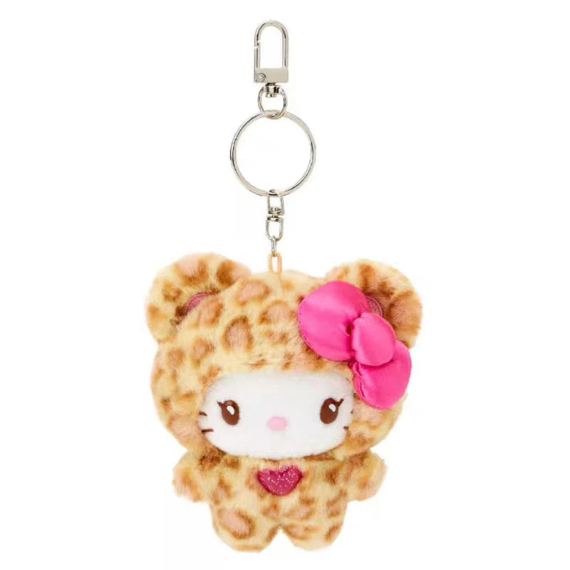 Sanrio Leopardenmuster Bär Serie Hello Kitty Schlüsselanhänger Anhänger Cartoon Kitty Katze Plüsch Puppe Anhänger Schlüsselanhänger Tasche Dekorationen Geschenk