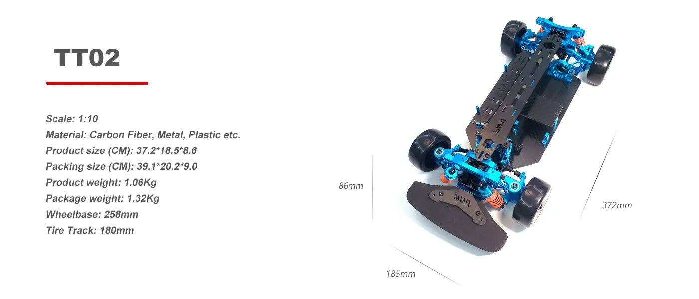 Tamiya Sakura TT02B TT02 TT01 D5 D5S TRF416 1:10 4WD RC Car Kohlefaserrahmen Al-Legierung DIY Modell Drift Racing Upgrade Teile KIT