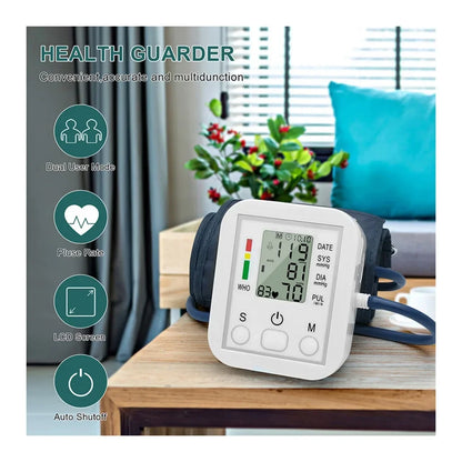 LCD Upper Arm Electronic Blood Pressure Monitor Home Automatic Digital Sphygmomanometer Tonometer Heart Rate Tensiometer