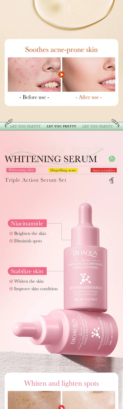 3pcs/set BIOAQUA Turmeric Snail Nicotinamide Facial Essence Moisturizing Firming Brightening Face Serum Skin Care Products