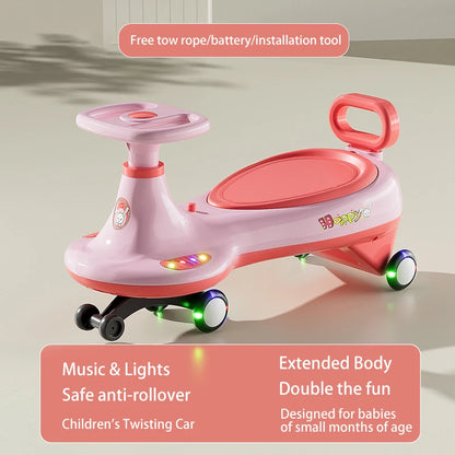 Battery version Children's twist car anti-rollover rocking car 3-6 years old boy girl scooter silent Swing car With Light &Music