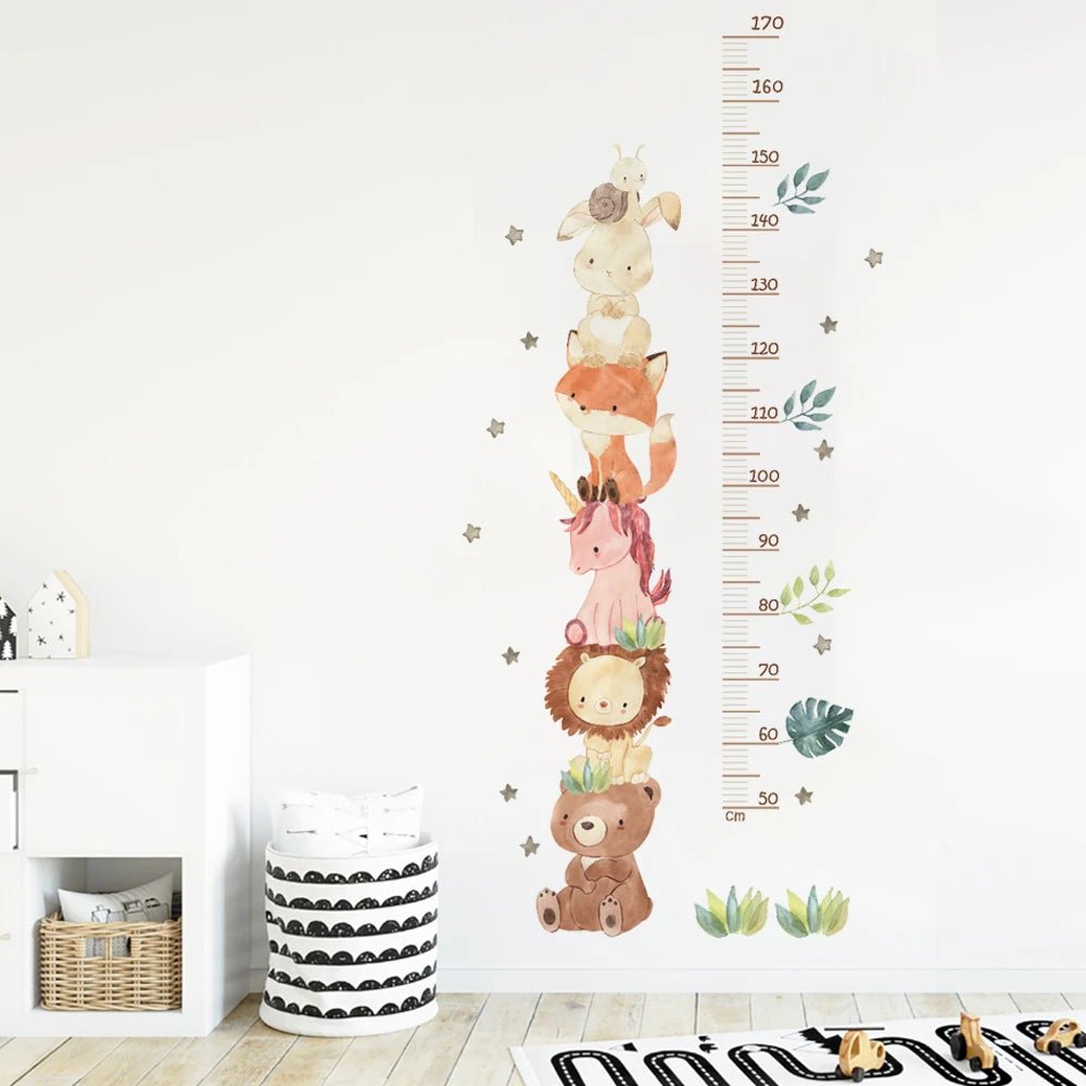 Nordische Tier Bär Löwe Hase Höhe messen Wanda uf kleber Kinder wachsen Diagramm Wandt attoos für Kinderzimmer Baby Kinderzimmer PVC