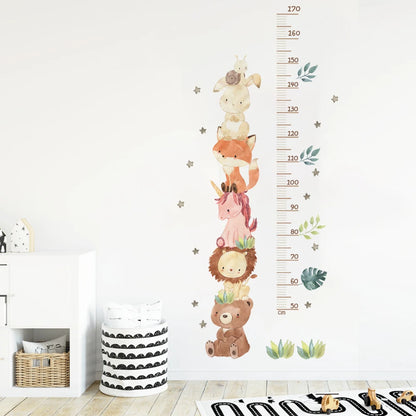 Nordische Tier Bär Löwe Hase Höhe messen Wanda uf kleber Kinder wachsen Diagramm Wandt attoos für Kinderzimmer Baby Kinderzimmer PVC