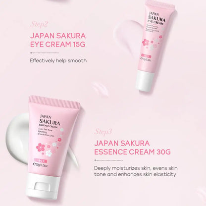 Face Skin Care Set Cleanser Sakura Essence Cream Moisturizing Whitening & Anti-Aging Toner Eye Cream Face Serum Eye Skin Care