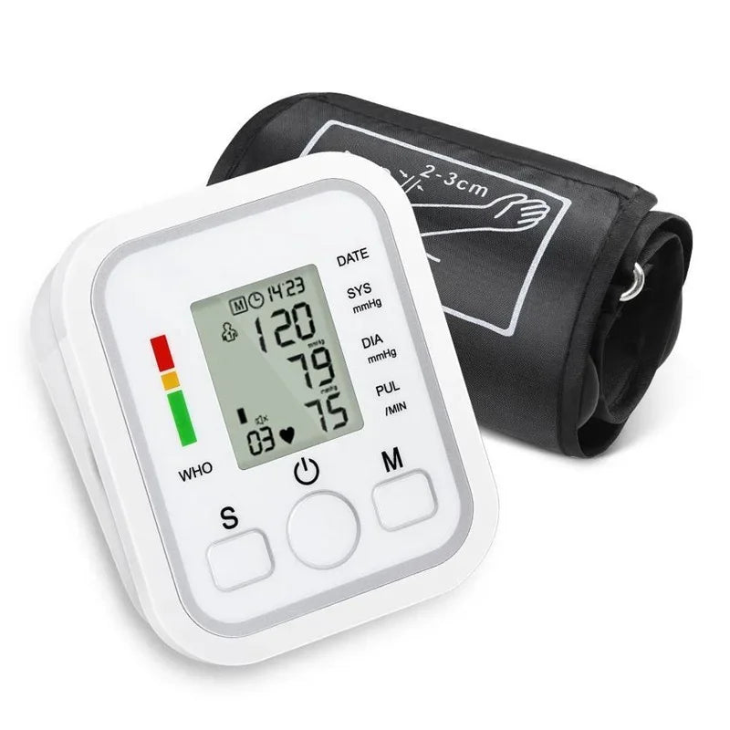 LCD Upper Arm Electronic Blood Pressure Monitor Home Automatic Digital Sphygmomanometer Tonometer Heart Rate Tensiometer