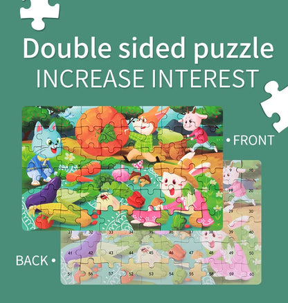 Jigsaw Puzzle Cartoon Animal Fruit Puzzles for Kids Educational Learning Toys Children Montessori Games 60-Piece Paper