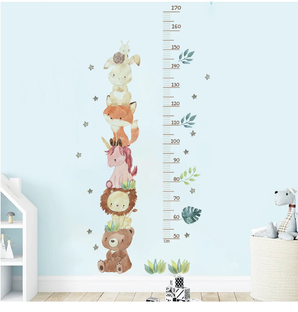 Nordische Tier Bär Löwe Hase Höhe messen Wanda uf kleber Kinder wachsen Diagramm Wandt attoos für Kinderzimmer Baby Kinderzimmer PVC