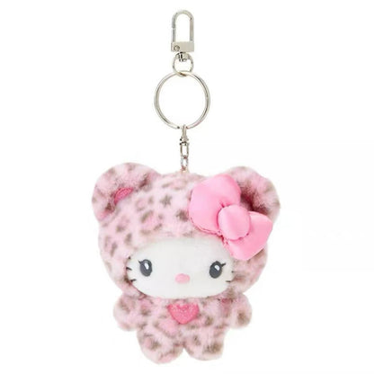 Sanrio Leopardenmuster Bär Serie Hello Kitty Schlüsselanhänger Anhänger Cartoon Kitty Katze Plüsch Puppe Anhänger Schlüsselanhänger Tasche Dekorationen Geschenk