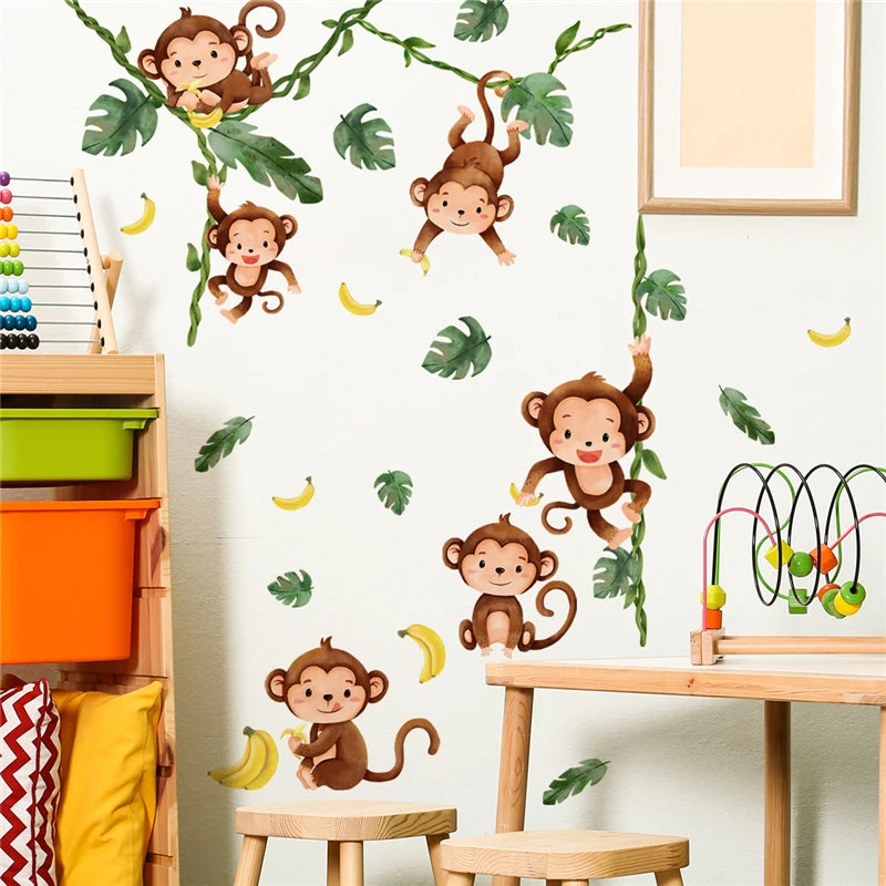 Große Waldtier Affe Wanda uf kleber für Kinderzimmer Baby Schlafzimmer Zimmer Dekor Kinderzimmer Kinder Aufkleber Tapete Affe Wandbild