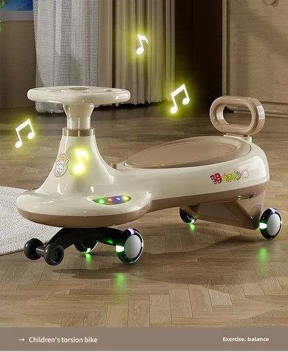 Battery version Children's twist car anti-rollover rocking car 3-6 years old boy girl scooter silent Swing car With Light &Music