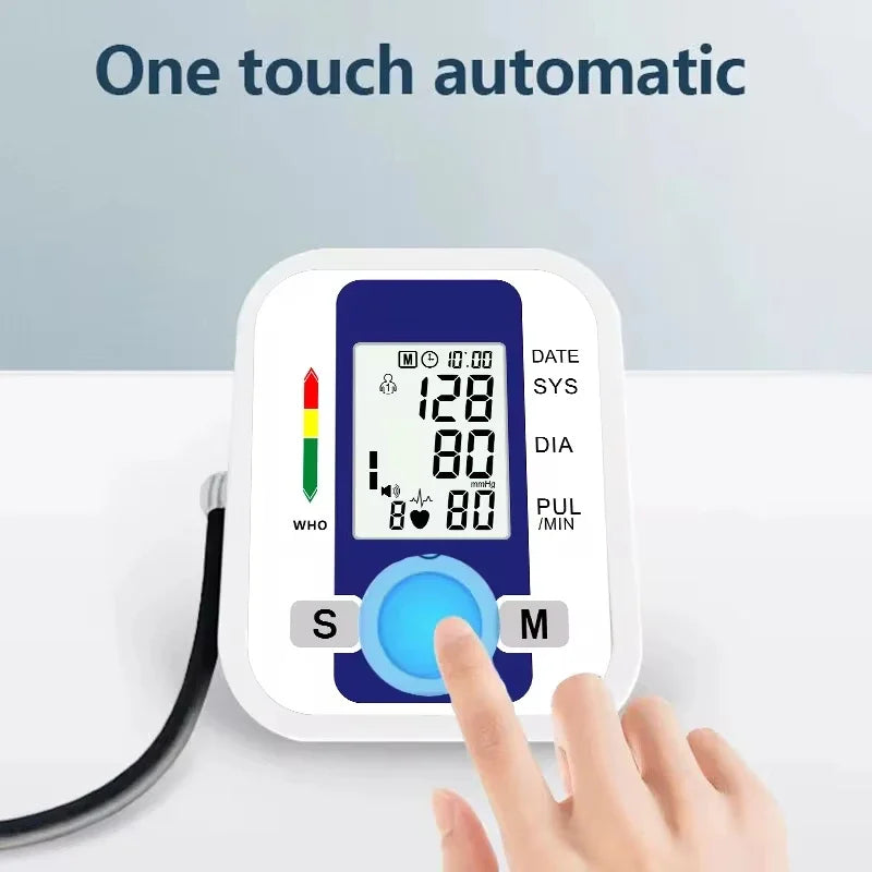 LCD Upper Arm Electronic Blood Pressure Monitor Home Automatic Digital Sphygmomanometer Tonometer Heart Rate Tensiometer