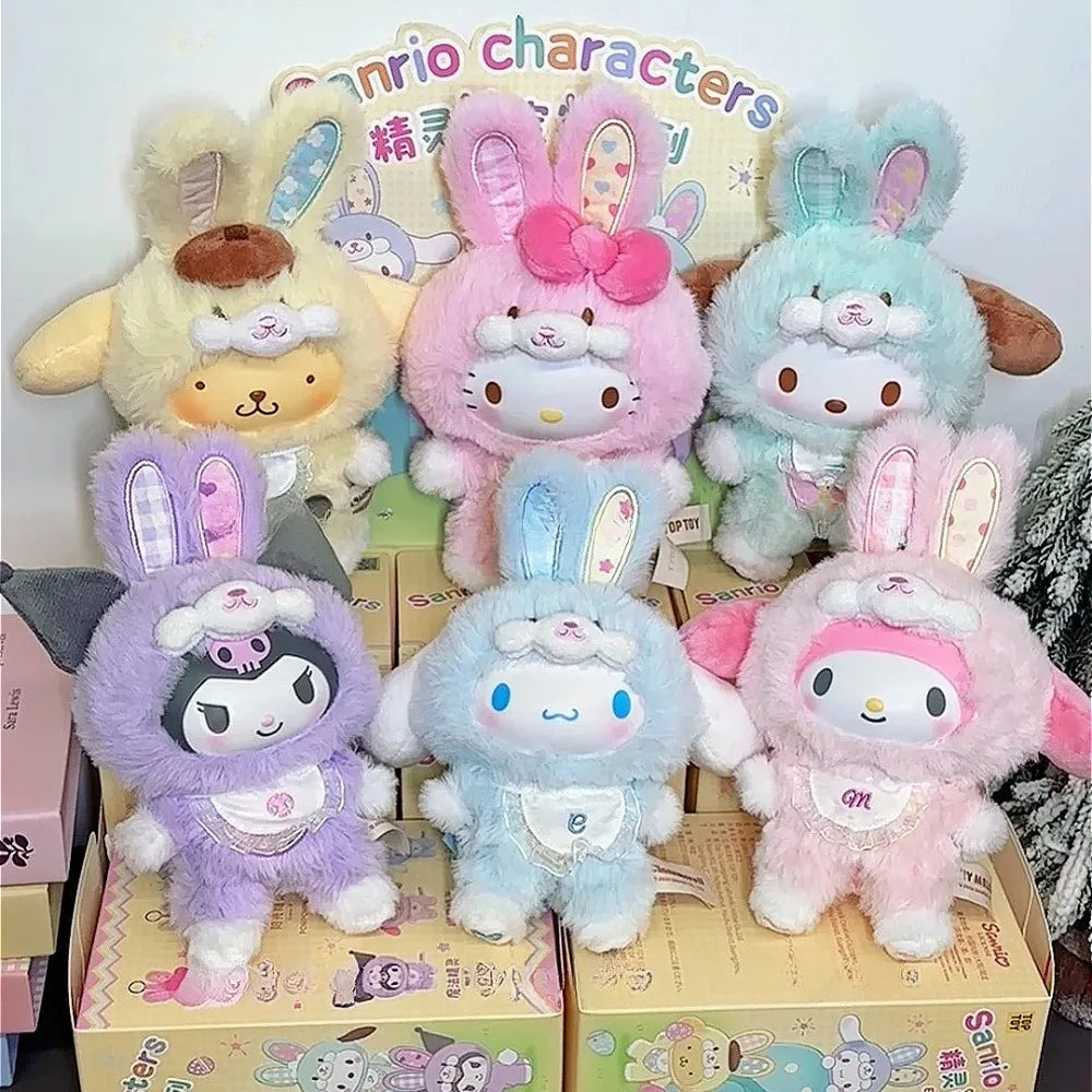 Neue Sanrio Charakter Elf Bunny Serie Blind Box Spielzeug Vinyl Gesicht Anhänger Mystery Box Cinnamoroll Kuromi Melody Puppe Überraschung Geschenke