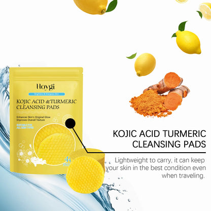 Kurkuma Reiniger Dark Spot Remover Öl Kontrolle Gesichts peeling feuchtigkeit spendende aufhellende Hautpflege Koji säure Reinigungs pads