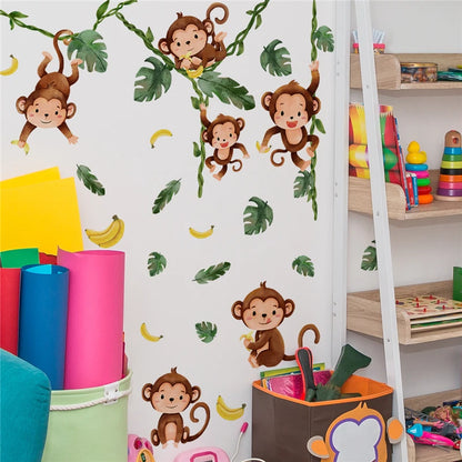 Große Waldtier Affe Wanda uf kleber für Kinderzimmer Baby Schlafzimmer Zimmer Dekor Kinderzimmer Kinder Aufkleber Tapete Affe Wandbild