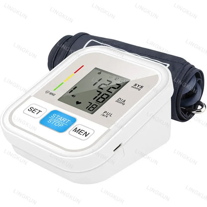 LCD Upper Arm Electronic Blood Pressure Monitor Home Automatic Digital Sphygmomanometer Tonometer Heart Rate Tensiometer