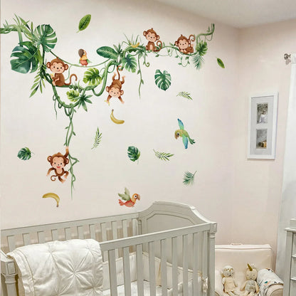 Große Waldtier Affe Wanda uf kleber für Kinderzimmer Baby Schlafzimmer Zimmer Dekor Kinderzimmer Kinder Aufkleber Tapete Affe Wandbild