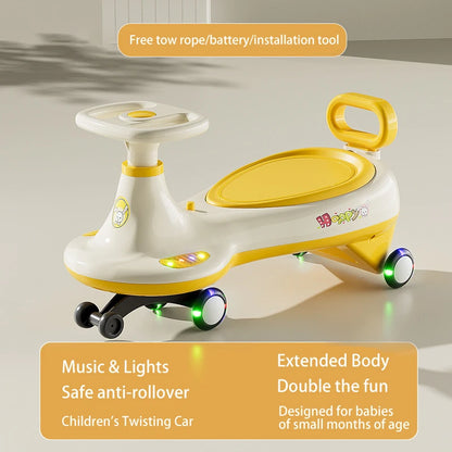 Battery version Children's twist car anti-rollover rocking car 3-6 years old boy girl scooter silent Swing car With Light &Music