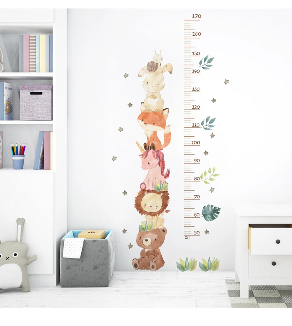 Nordische Tier Bär Löwe Hase Höhe messen Wanda uf kleber Kinder wachsen Diagramm Wandt attoos für Kinderzimmer Baby Kinderzimmer PVC