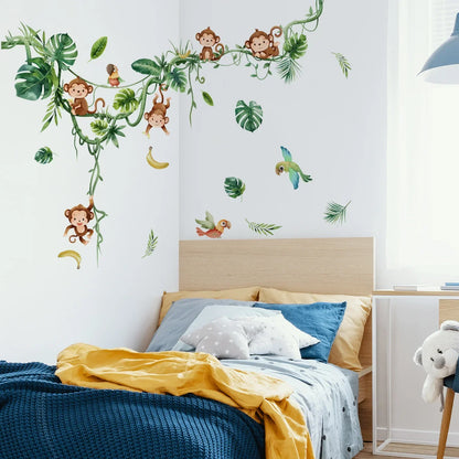 Große Waldtier Affe Wanda uf kleber für Kinderzimmer Baby Schlafzimmer Zimmer Dekor Kinderzimmer Kinder Aufkleber Tapete Affe Wandbild