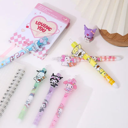 Gel Pens Cute Kuromi Melody Hello Kitty Acrylic Patch Press Pen 0.5 Black Girls Highvalue Stationery Sanrio 24 /48